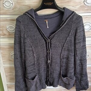 Free People Charcoal Cardigan Sweater